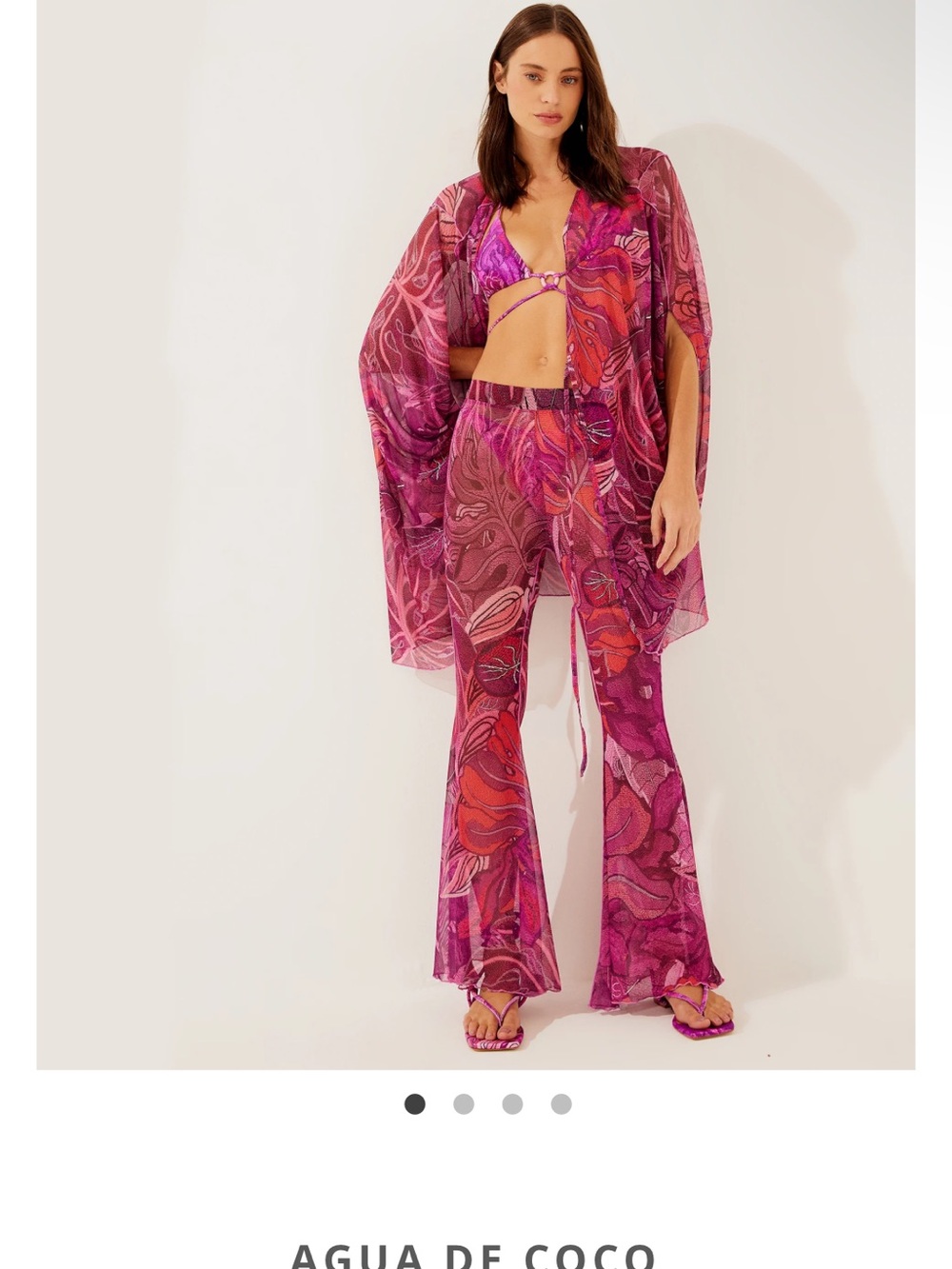 Agua De Coco Pink & Magenta Printed Flare Pants